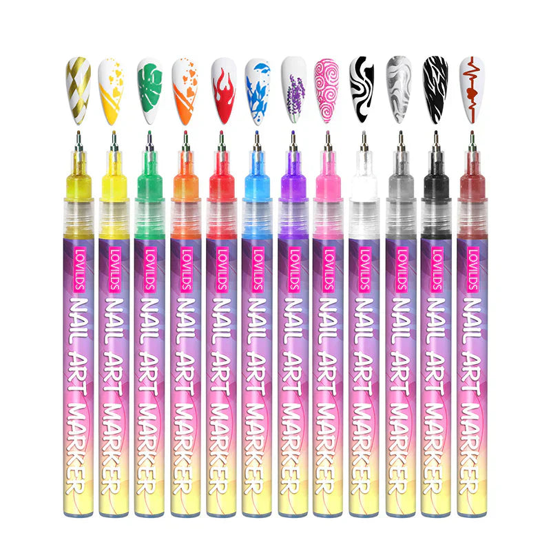 Nail Art Pens Set – 12 Colors to Create Your Own Nail Designs