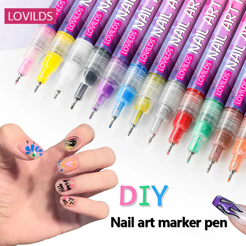 Nail Art Pens Set – 12 Colors to Create Your Own Nail Designs